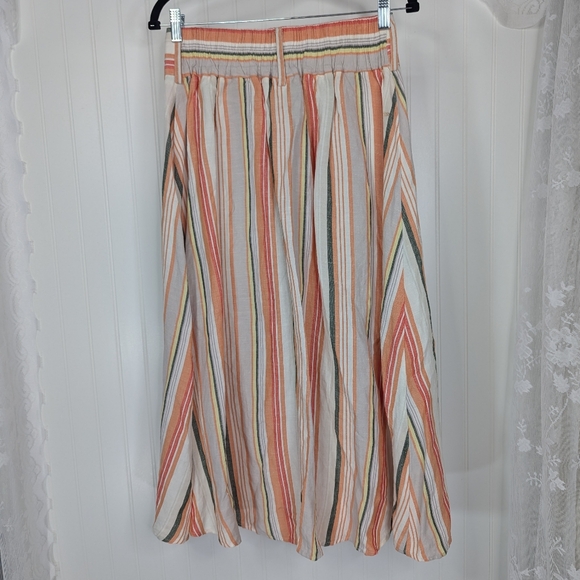 A NEW DAY Linen Blend Striped Midi Skirt Sz M - Picture 7 of 9